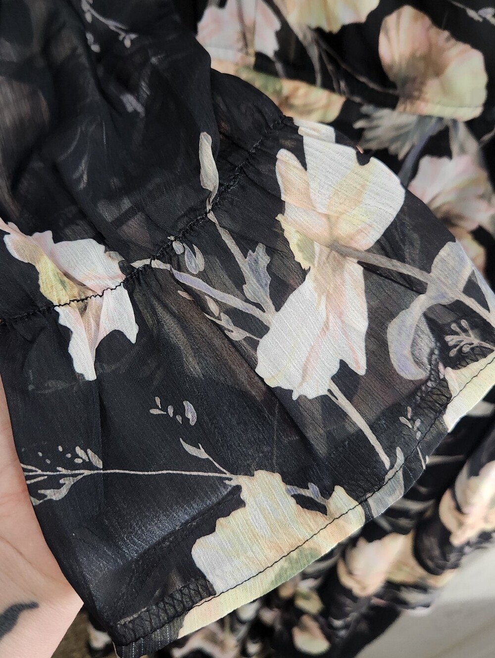 Toleen babydoll floral soft romantic maxi dress tiered sheer sleeves 2XL - Picture 5 of 13